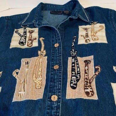 New Directions Embroidered Applique Jacket Top L - Image 1