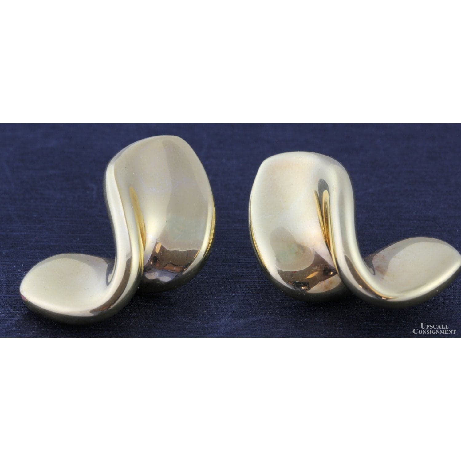 Italian 14K Yellow Gold Hollow Form Sculptural Earrings - 1.4"(L) - Image 1