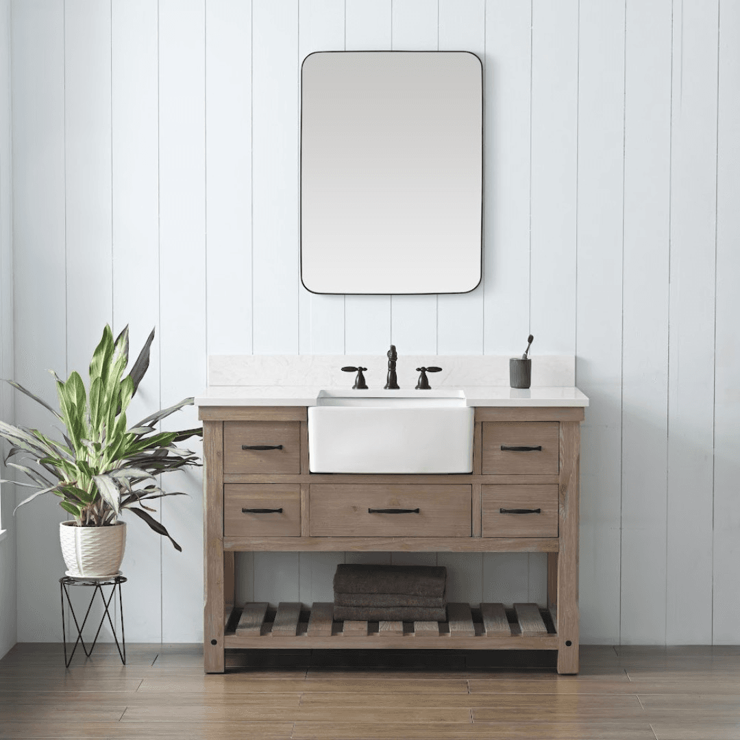 Sudio Design Wesley 48″ Weathered Natural Vanity with Ariston White Top - Image 1