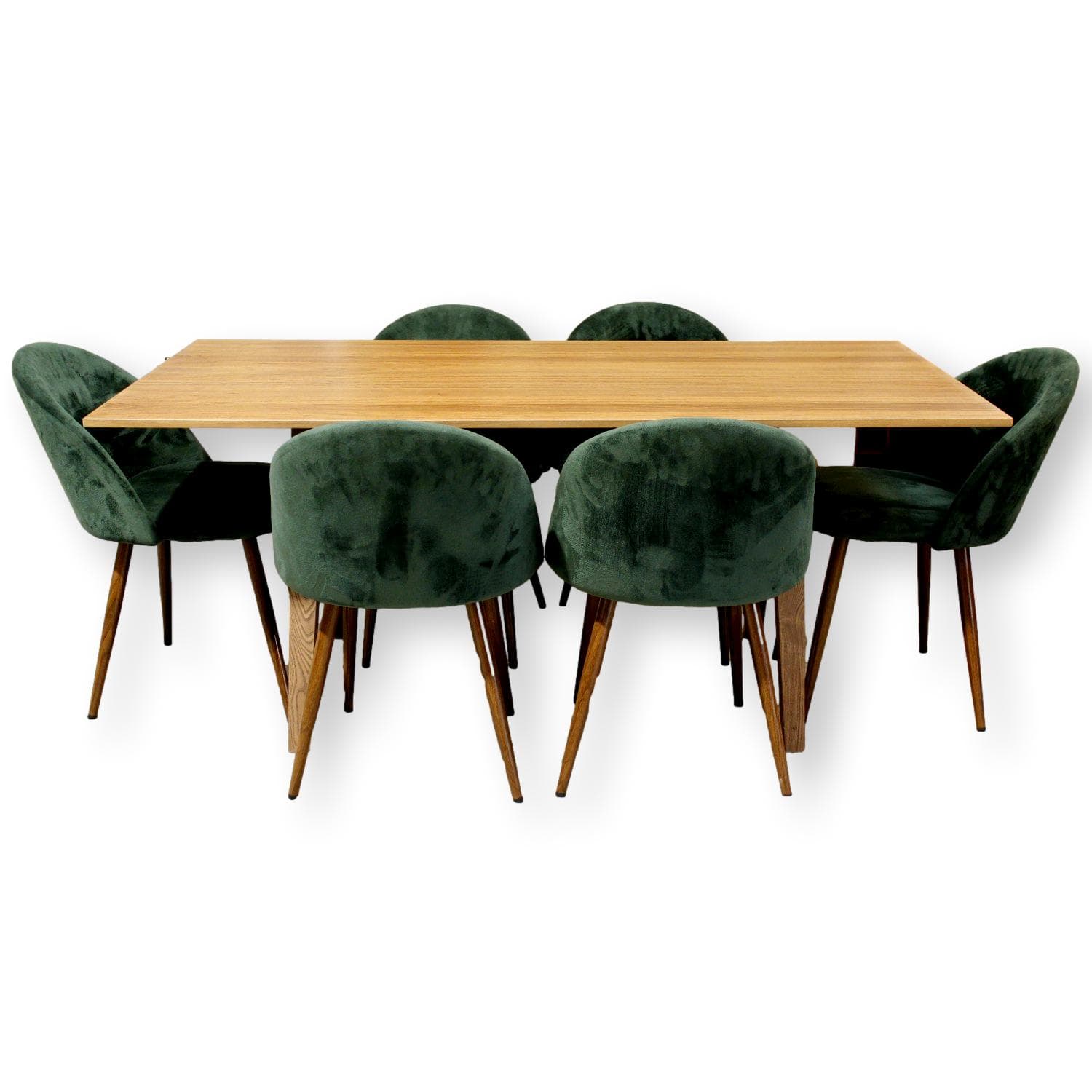 Contemporary Dining set w/6 Green Upholstered Chairs - Green - Image 1