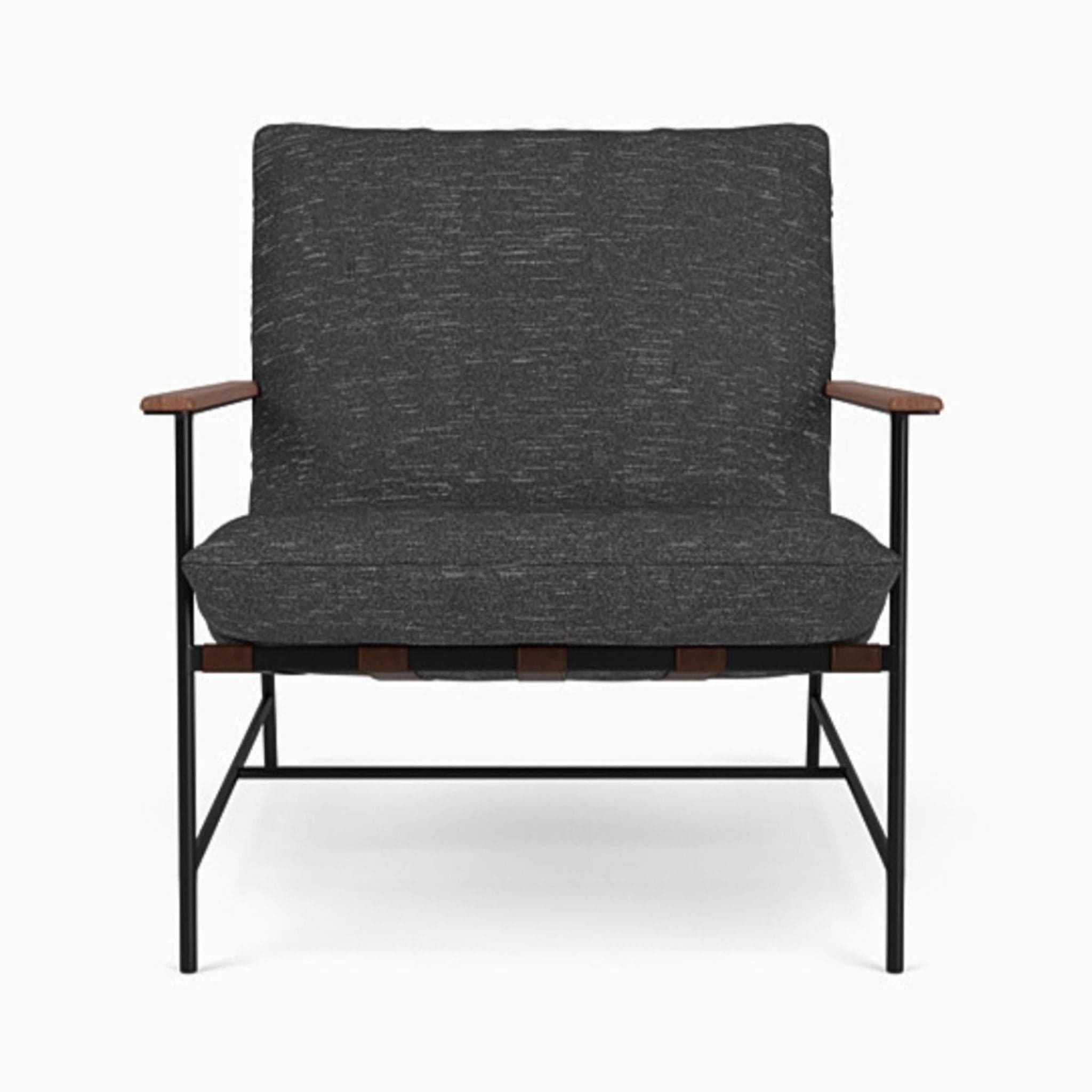 Denver Modern Vita Lounge Chair with Black Cushion and Wood Accents - Image 1