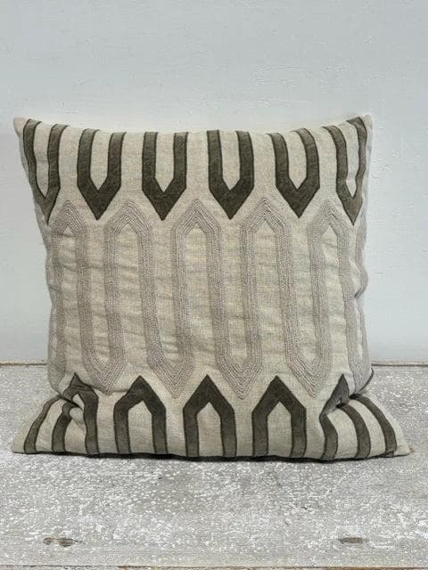 Grey And Beige Geometric Down Pillow - Image 1