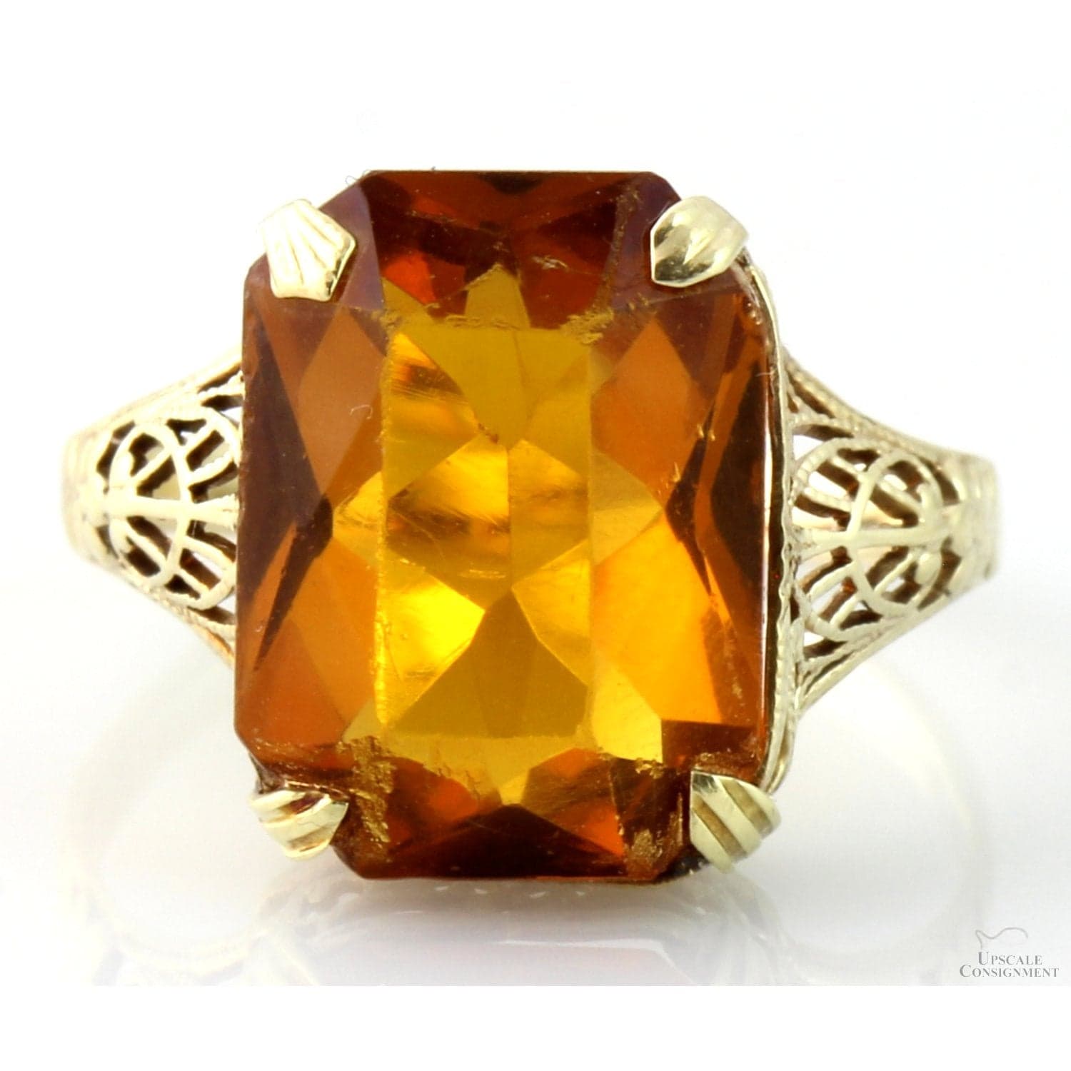 Color-Change Andalusite Art Deco Figree 10K Gold Ring - ~ 4+ carats - Size 6.75 - Image 1