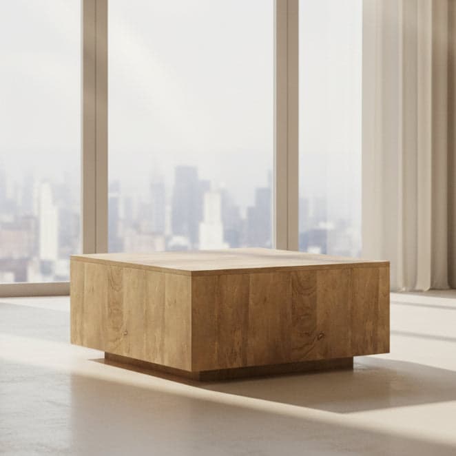 Lockhart Solid Mango Wood 30" Modern Square Coffee Table in Natural FFW-1014 - Image 1