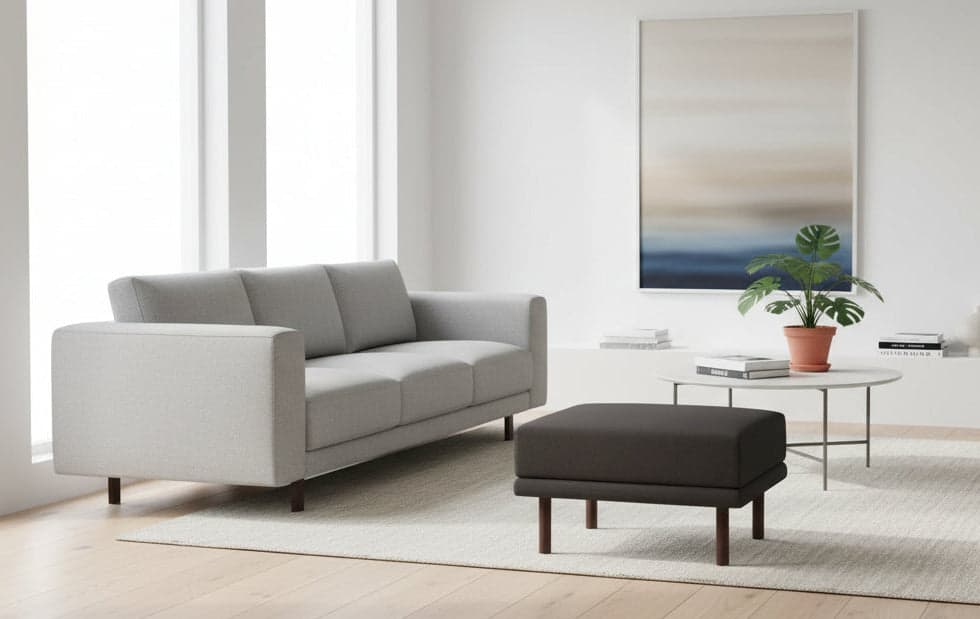 Burrow Range Plus Ottoman Performance Chenille Charcoal Grey Walnut FFW-1135 - Image 1