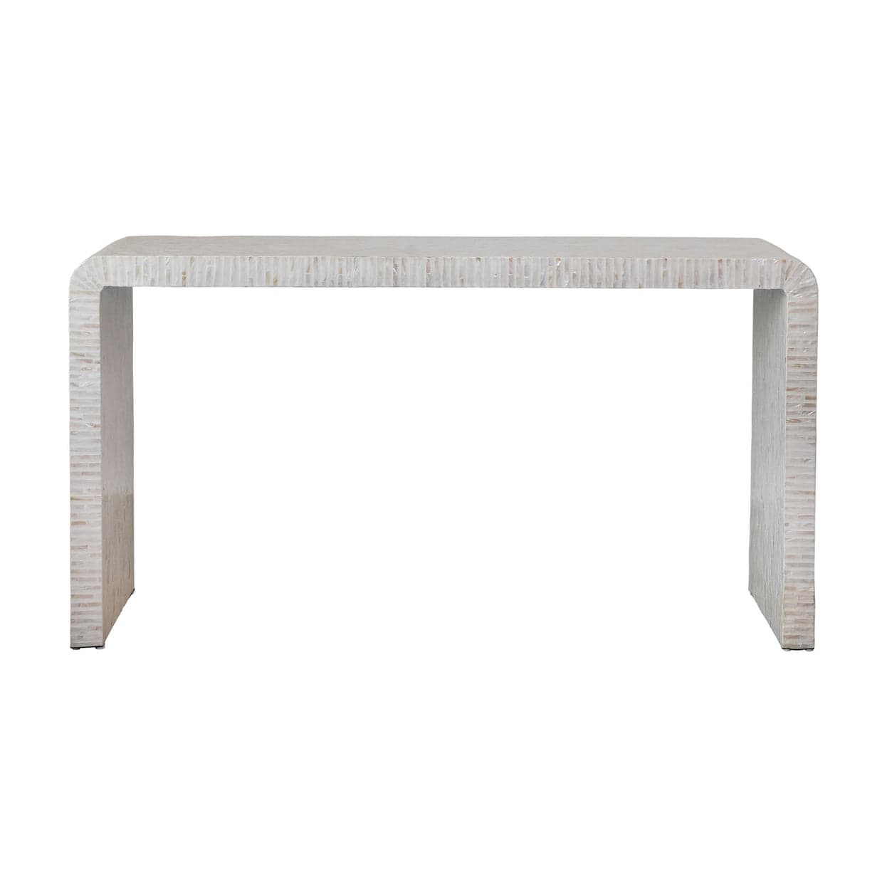 Creative Co-Op Reclaimed White Wood/Mother of Pearl Waterfall Console Table FFE-1322 - Image 1