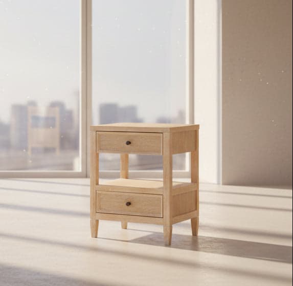 Renagade Furniture Bristol Park Whitewashed Oak Wood 2-Drawer Nightstand FFE-1339 - Image 1