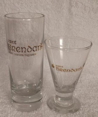 Saint Brendan's Irish Cream Clear Double Shot Glass Set Hard To Find Together - Image 1