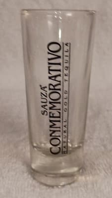 Sauza Conmemorativo Clear Double Shot Glass Decorated Barware Printed Design - Image 1