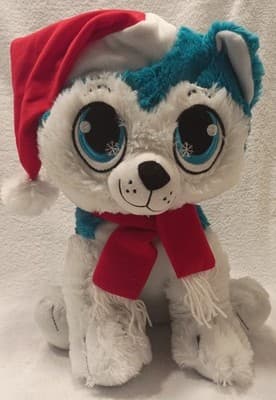 Peek-A-Boo Toys Christmas Washable Dog Stuffed Animal Blue White Red 55-786XMSK - Image 1