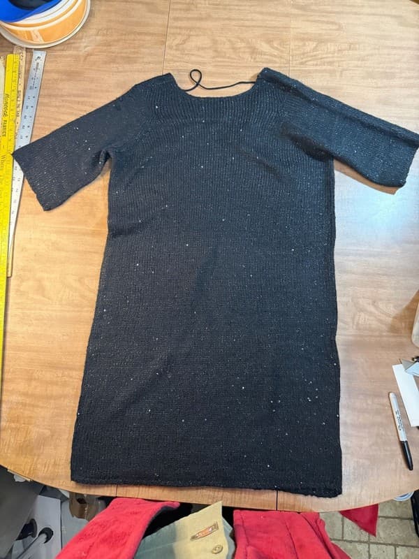 Vero Moda Black Knitted Sequin Shift Dress Size Small - Image 1