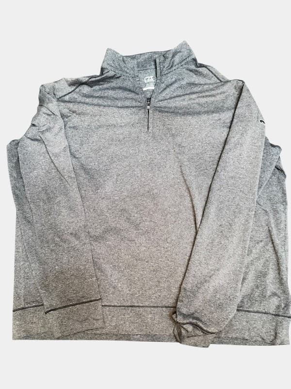 Cutter & Buck CB DryTec Grey Striped 1/4 Zip Performance Pullover XXL - Image 1