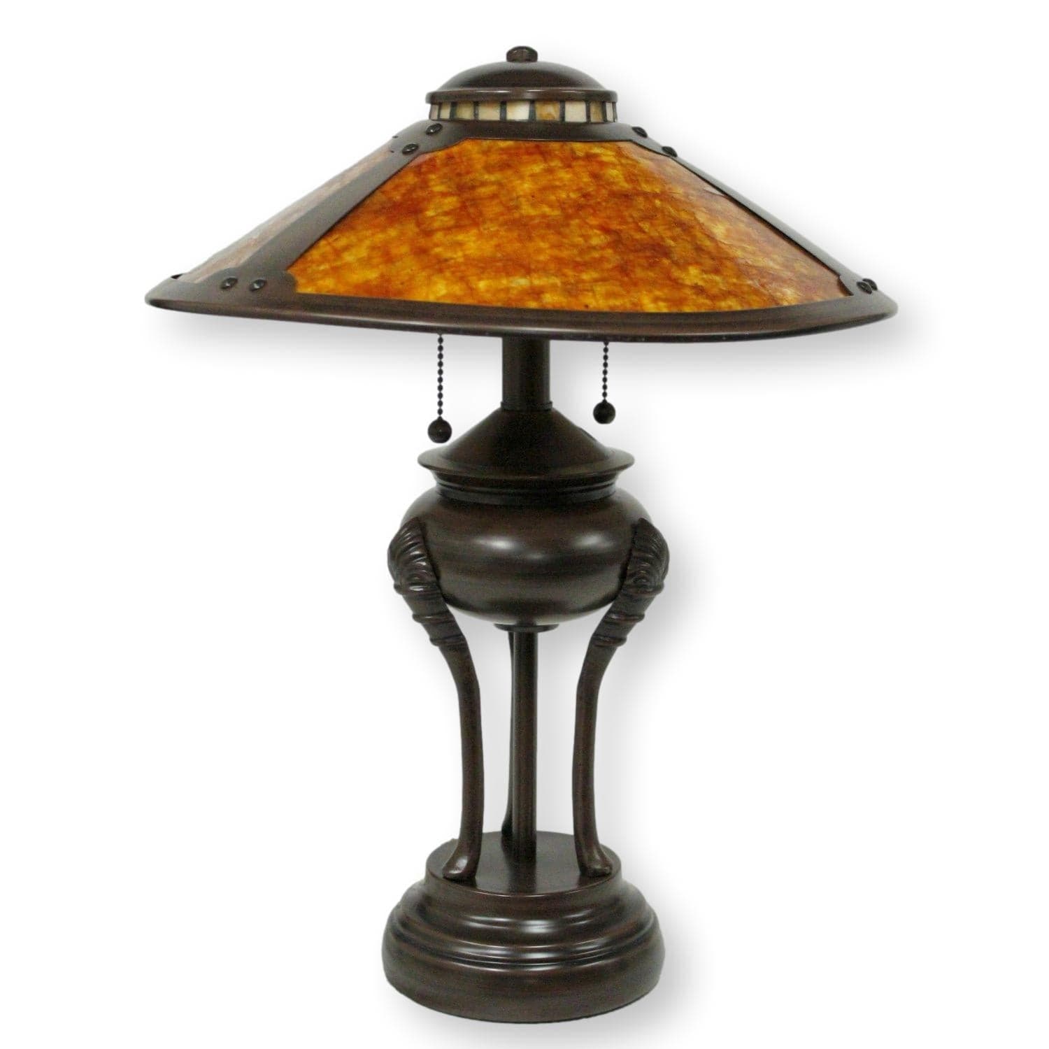 Bronzetone Lamp w/Mica Shade - Image 1