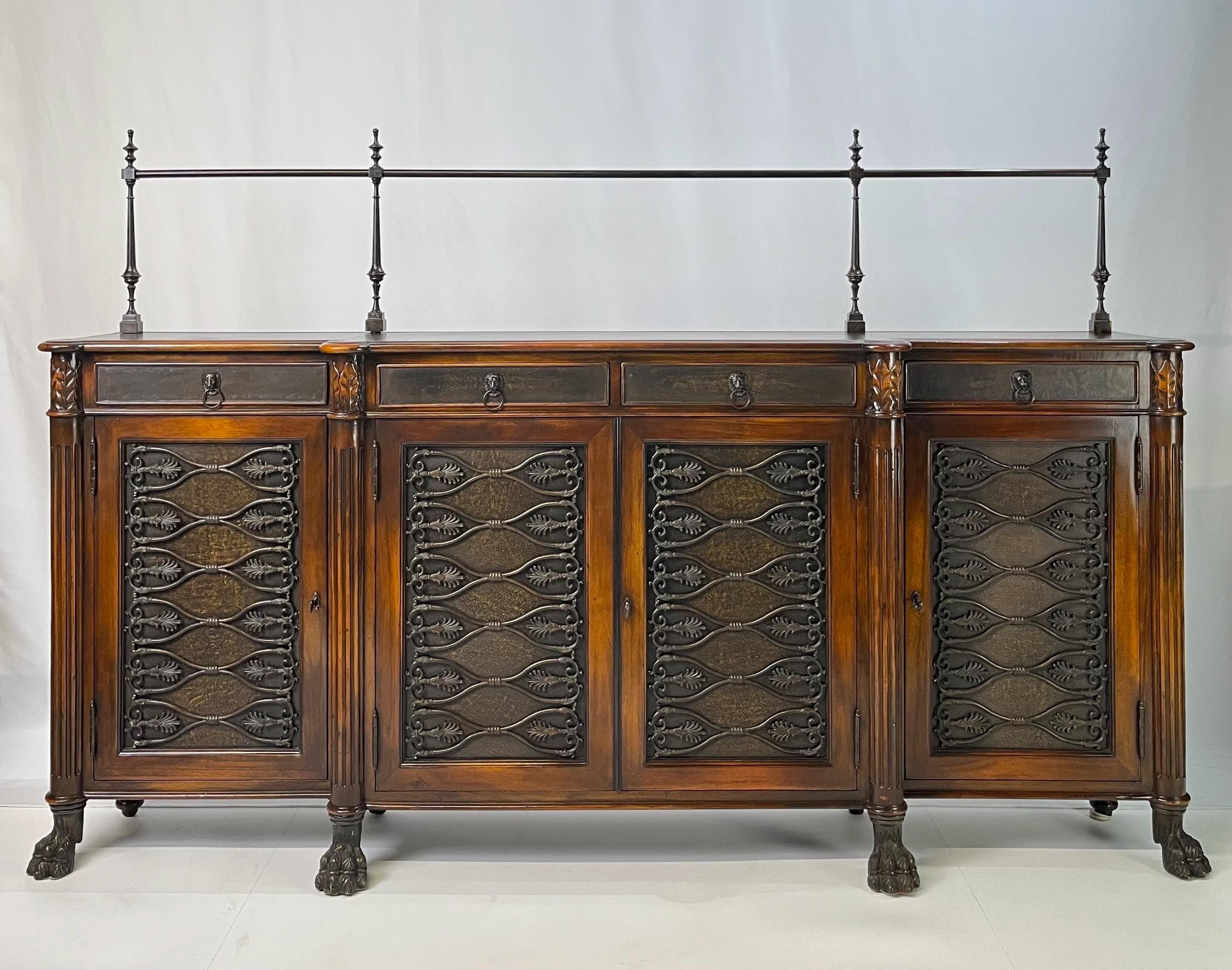 Theodore Alexander Attributed Regency Revival Leather-Top Sideboard With Gallery - Image 1