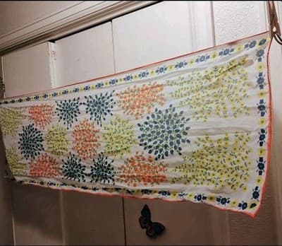 Vtg 60s Woolworth Sheer Floral Scarf Made in Japan Vibrant Mod Blue Orange 42" - Image 1