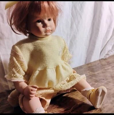 Red-Haired Play Doll with Yellow Dress, Removable Clothes 14" - Image 1