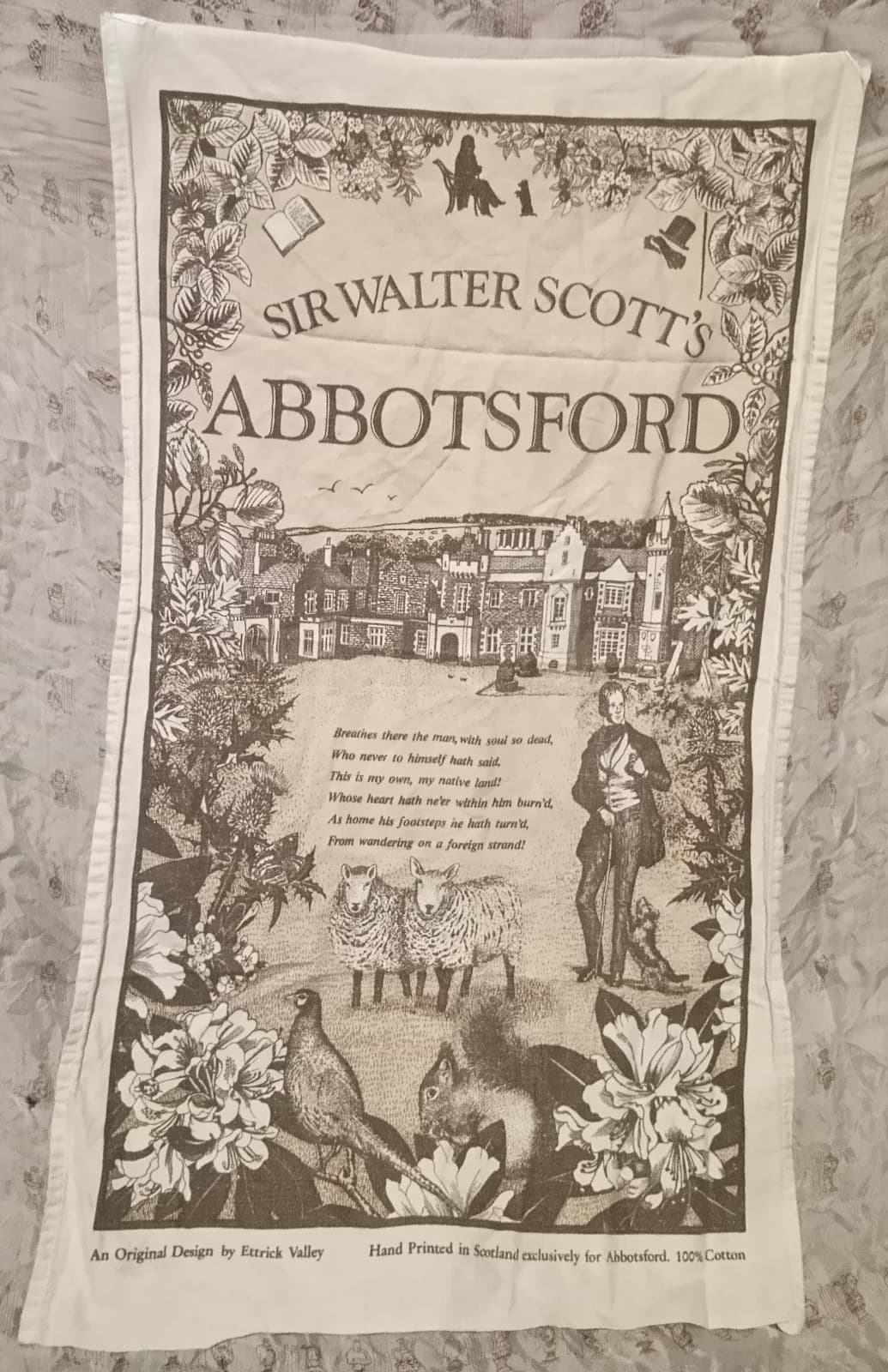 Pristine Vintage Ettrick Valley Abbotsford Tea Towel – Rare Double Selvedge Edge - Image 1