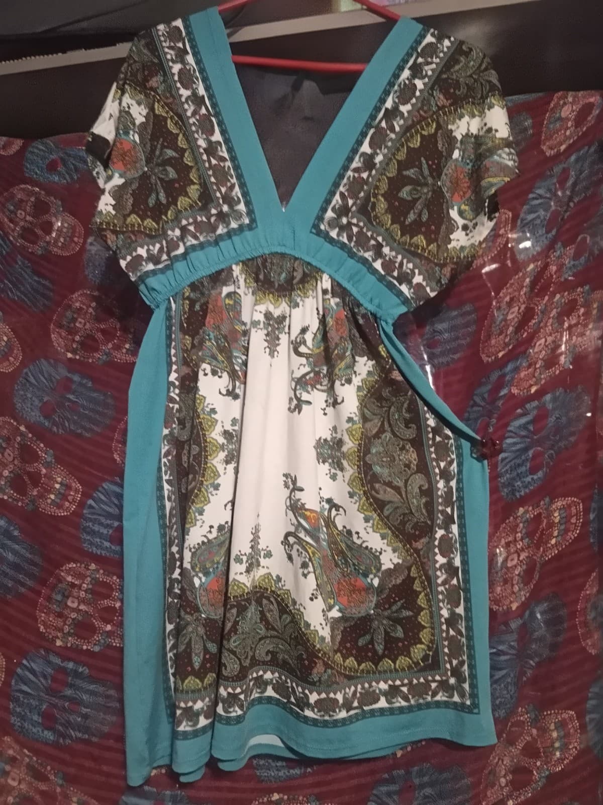 Bailey Blue Boho Paisley Mini Dress - Size M - Image 1