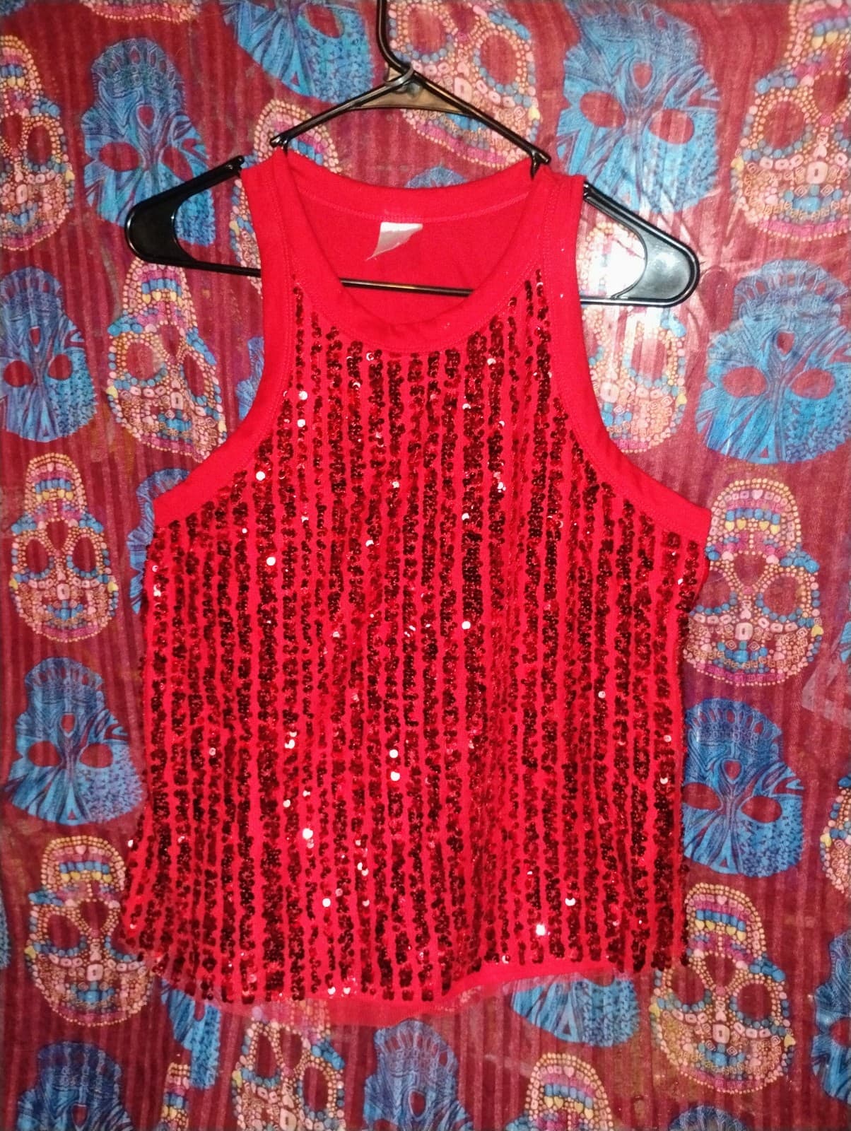 No Boundaries Red Sequin Tank Top Junior LG (11-13) - Image 1