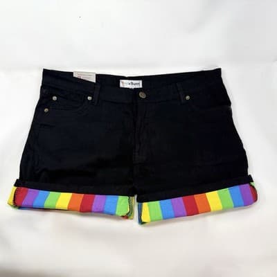 Pride Bunny Rainbow Roll Up Black Men’s Shorts NWT Size 36 - Image 1