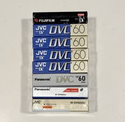 LOT OF 8 Sealed Mixed DV Cassette 60min. JVC, Panasonic, Fujifilm - Image 1