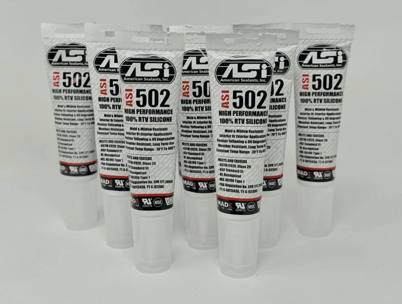Lot Of 10 ASI 502 Clear Food Grade 100% RTV Silicone Sealant 2.8oz Squeeze Tube - Image 1