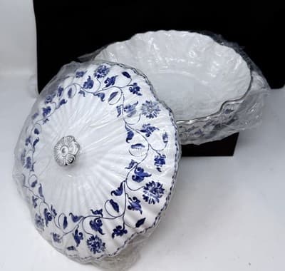 Fine China Spode Blue Colonel Platinum Vegetable Dish & Cover Y8618 - Image 1