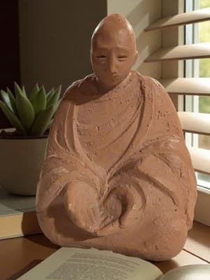 Vintage '72 Abbey Press St. Meinrad Seated Monk Figurine Terracotta Statue Nice! - Image 1