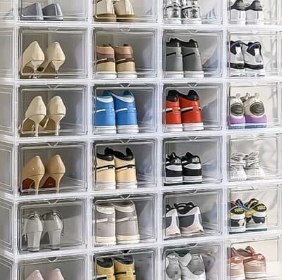 10 CLEAR FRONT DROP PLASTIC SNEAKER DISPLAY CASES | FOR DISPLAYING BAGS/HATS TOO - Image 1