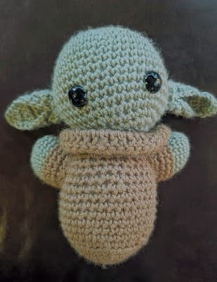 Handmade Crochet Baby Yoda Grogu Plush - 8.5” Star Wars Inspired Amigurumi - Image 1