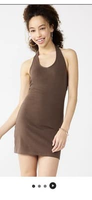 SO Brown V Neck Halter Tie Camisole Tank Top Jersey XS 57% Cotton Women - Image 1