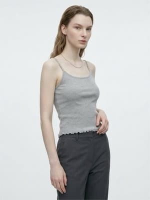 So Women's Gray Ribbed One Piece Camisole Regular Size S - Image 1