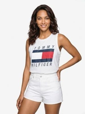 Tommy Hilfiger Sport Women's White Sleeveless Cotton Tank Top Lightweight Size M - Image 1
