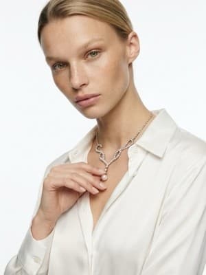 David's Bridal Pearl Necklace & Earrings Set Gold Tone Round White Wedding - Image 1