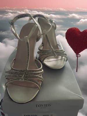 David's Bridal Hannah Ivory Strappy Heeled Bridal Shoes Synthetic Size 7 - Image 1