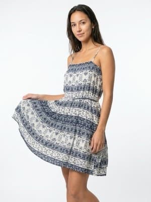 J for Justine Blue White Floral Halter Sundress Strappy Cotton S Bohemian - Image 1