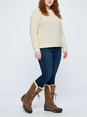 BEARPAW Waterproof Quilted Lace Up Knee High Snow Boot Brown Faux Fur Size 7 - Image 1