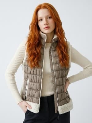 Calvin Klein Performance Quilted Zip Vest Gray White Women's L - Image 1
