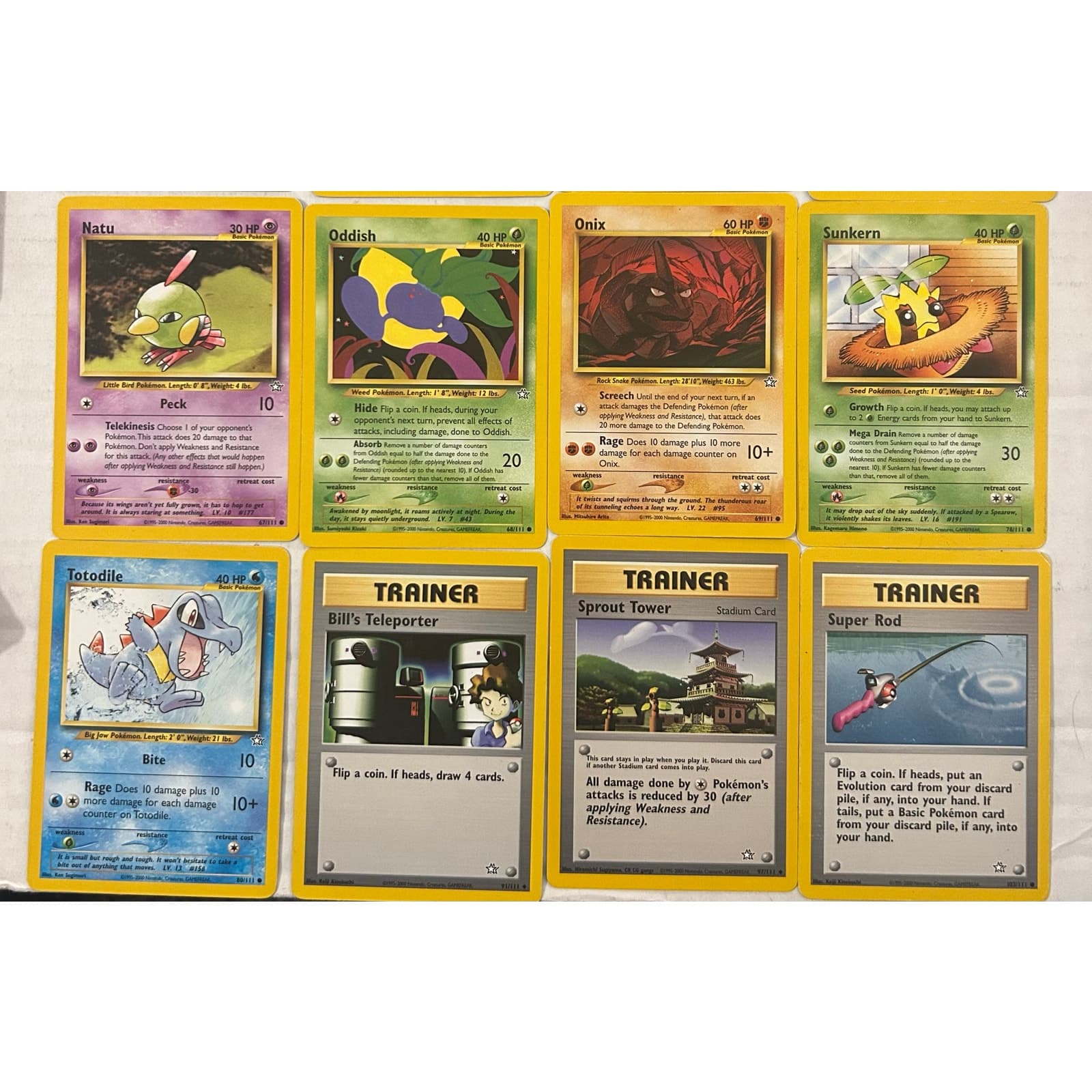Neo Genesis Vintage Pokemon TCG Lot of 8, 6 Common, 2 Uncommon - Image 1