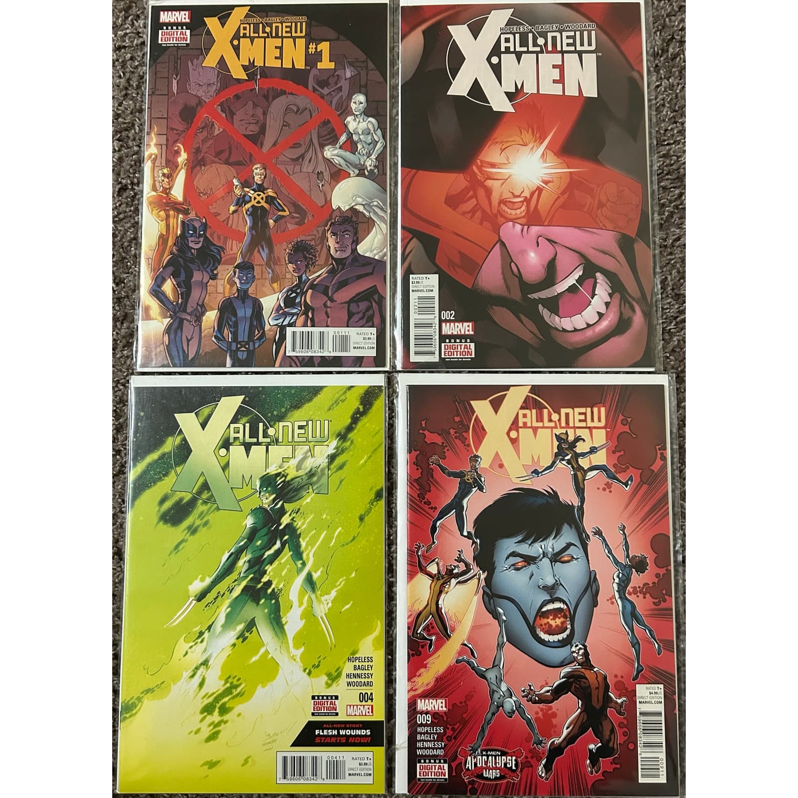 All-New X-Men #1, 2, 4, 9 (2016 Marvel) Lot of 4 - 1 KEY ISSUE - Image 1