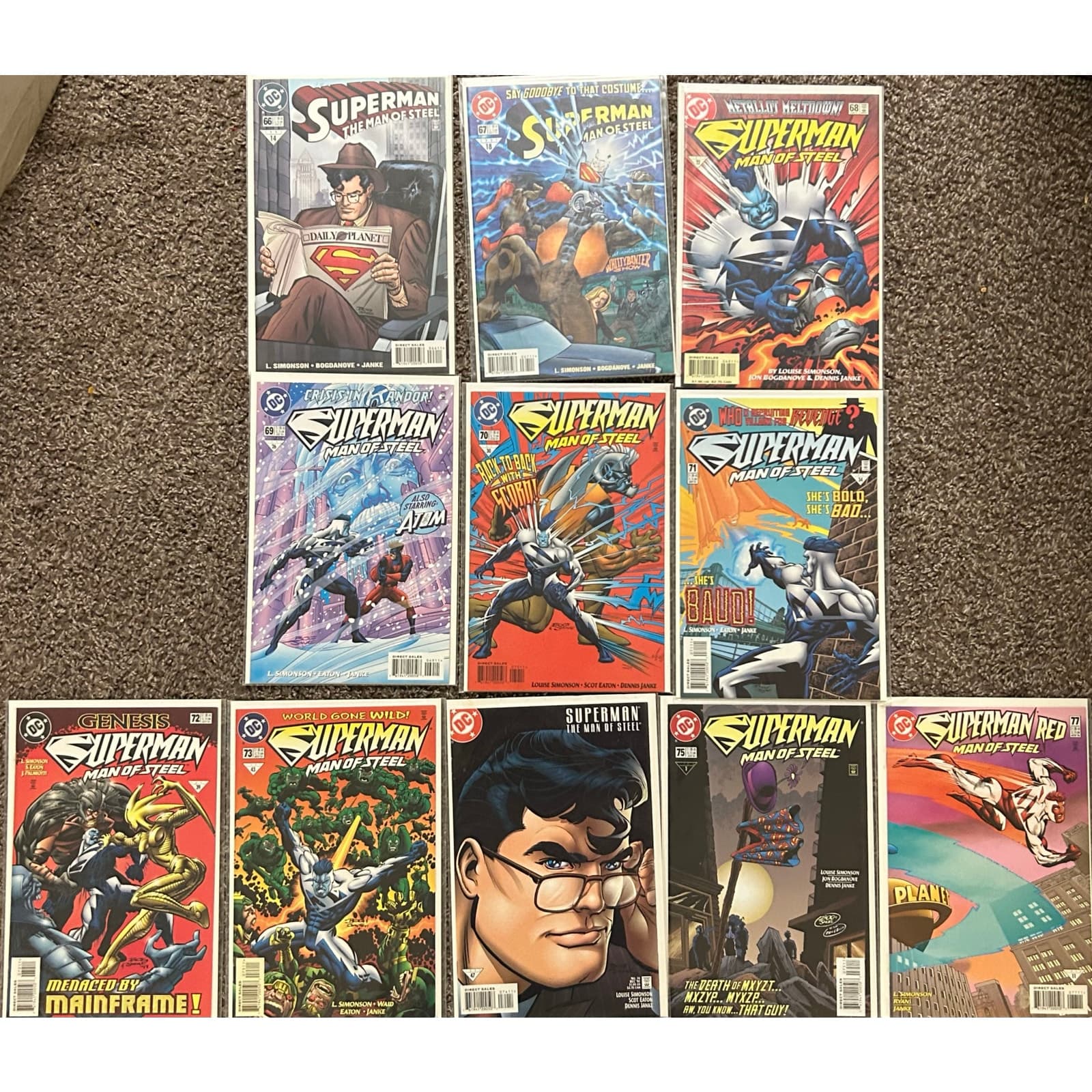 Superman The Man of Steel #66 - 75, 77 (1993 DC) Lot of 11 - 2 KEYS - Image 1