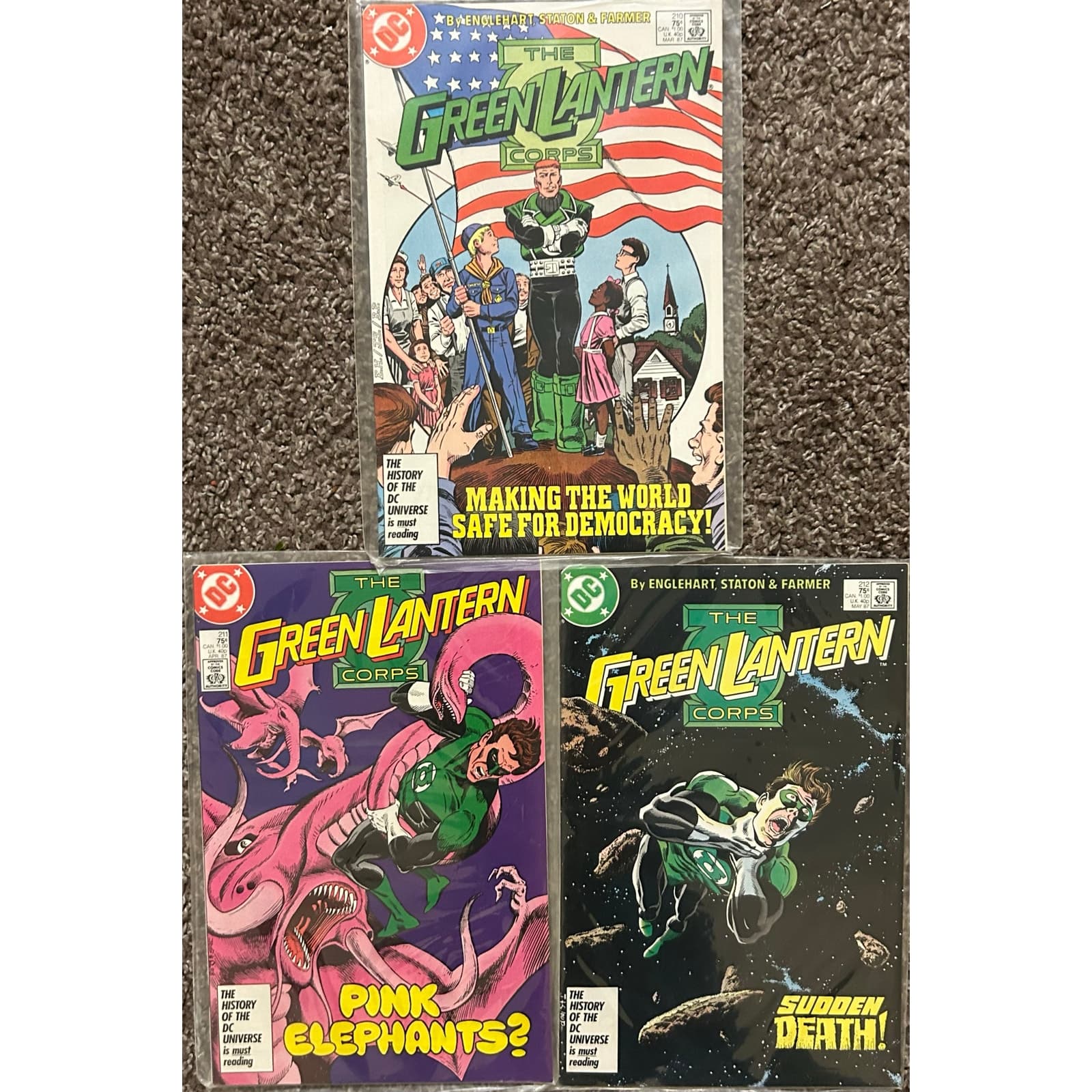 Green Lantern Corps. #210, 211, 212 (1987 DC) Lot of 3