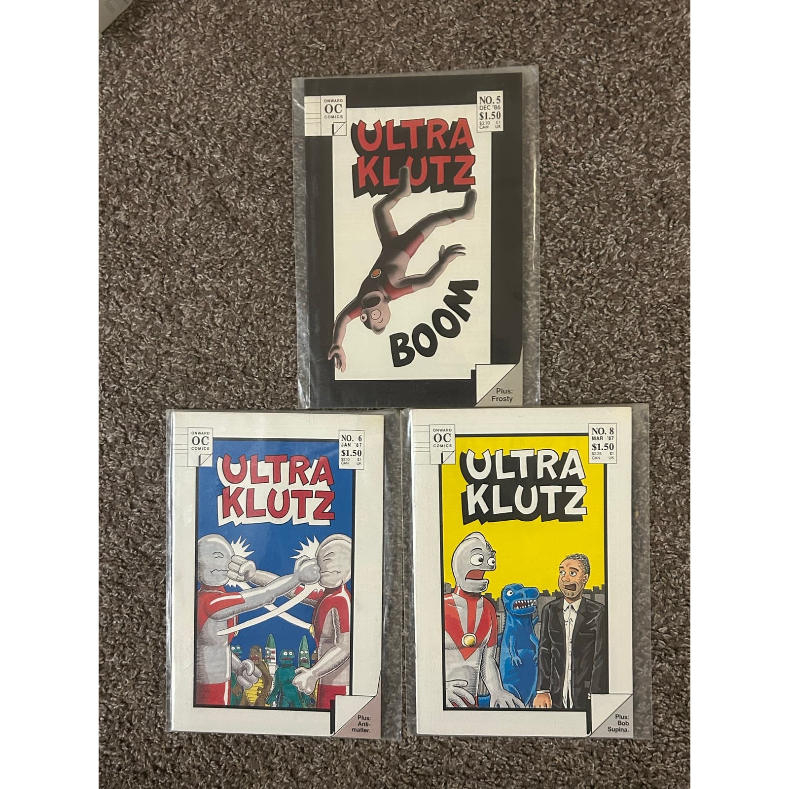 Ultra Klutz #5, 6, 8 (1986 Onward Comics) Lot of 3