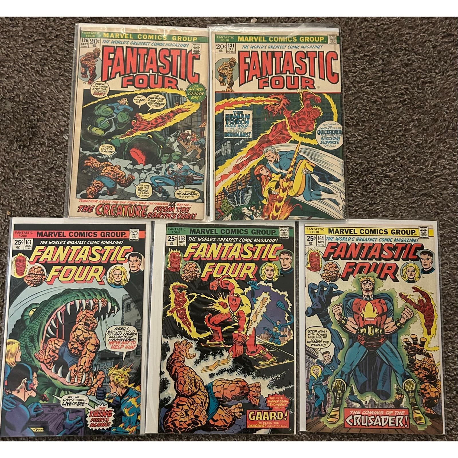 Fantastic Four Vol. 1 #126, 131, 161, 163, 164 (1971 Marvel) Lot of 5 - 2 KEYS