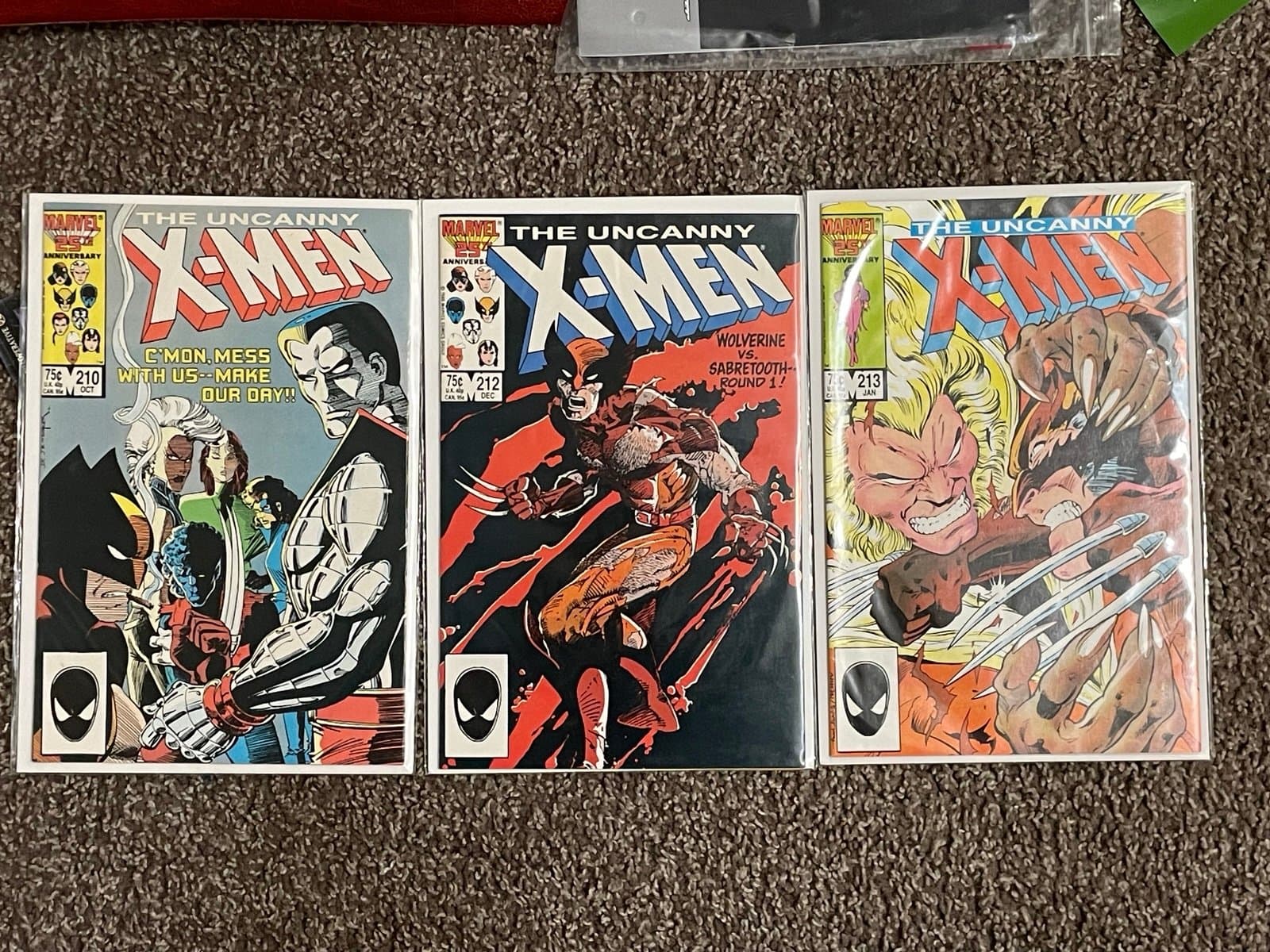 Lot of 3 Uncanny X-Men #210, 212, 213 (1988 Marvel)