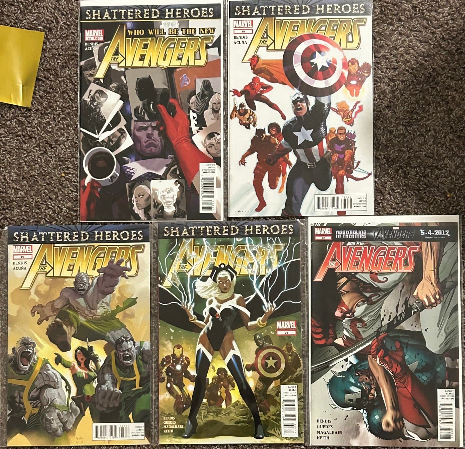 Avengers #18, 19, 20, 21, 22 (2012 Marvel) Lot of 5 Shattered Heroes