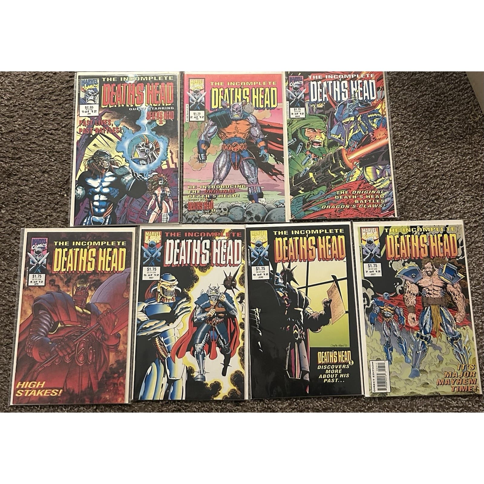 Incomplete Death's Head 1 - 7 (1993 Marvel UK) 12 ISSUE MINI SERIES - LOT OF 7