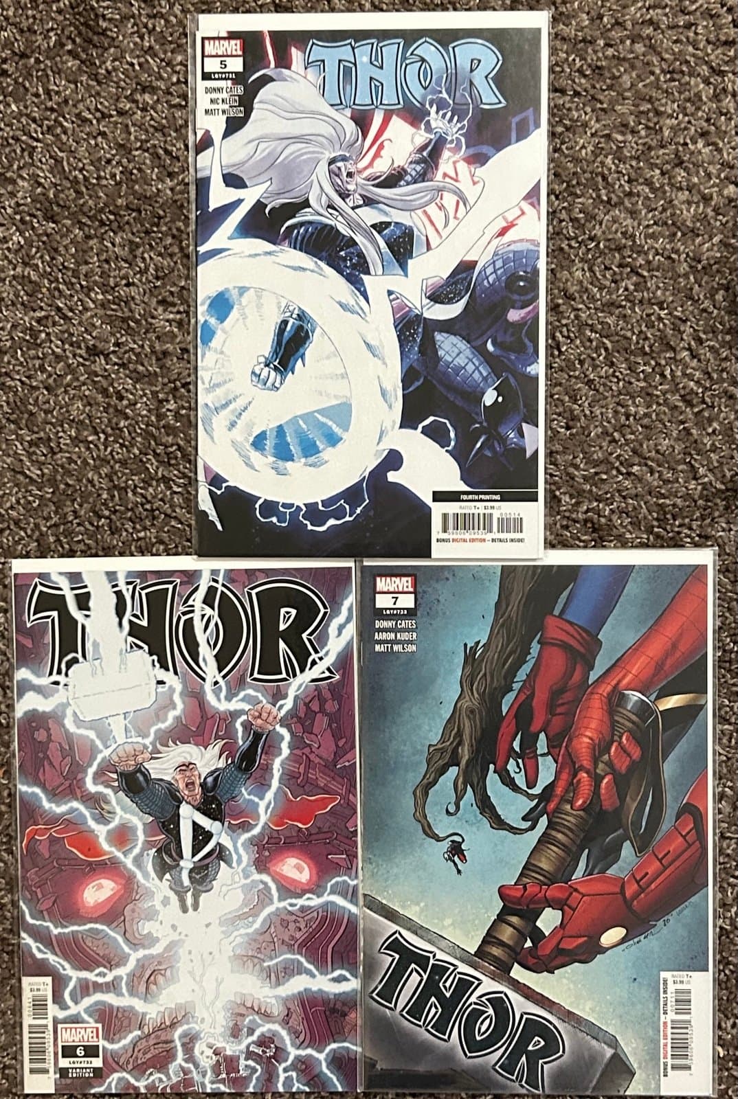 Thor Vol. 6 #5 4th Print, 6V, 7 (2020 Marvel) Lot of 3