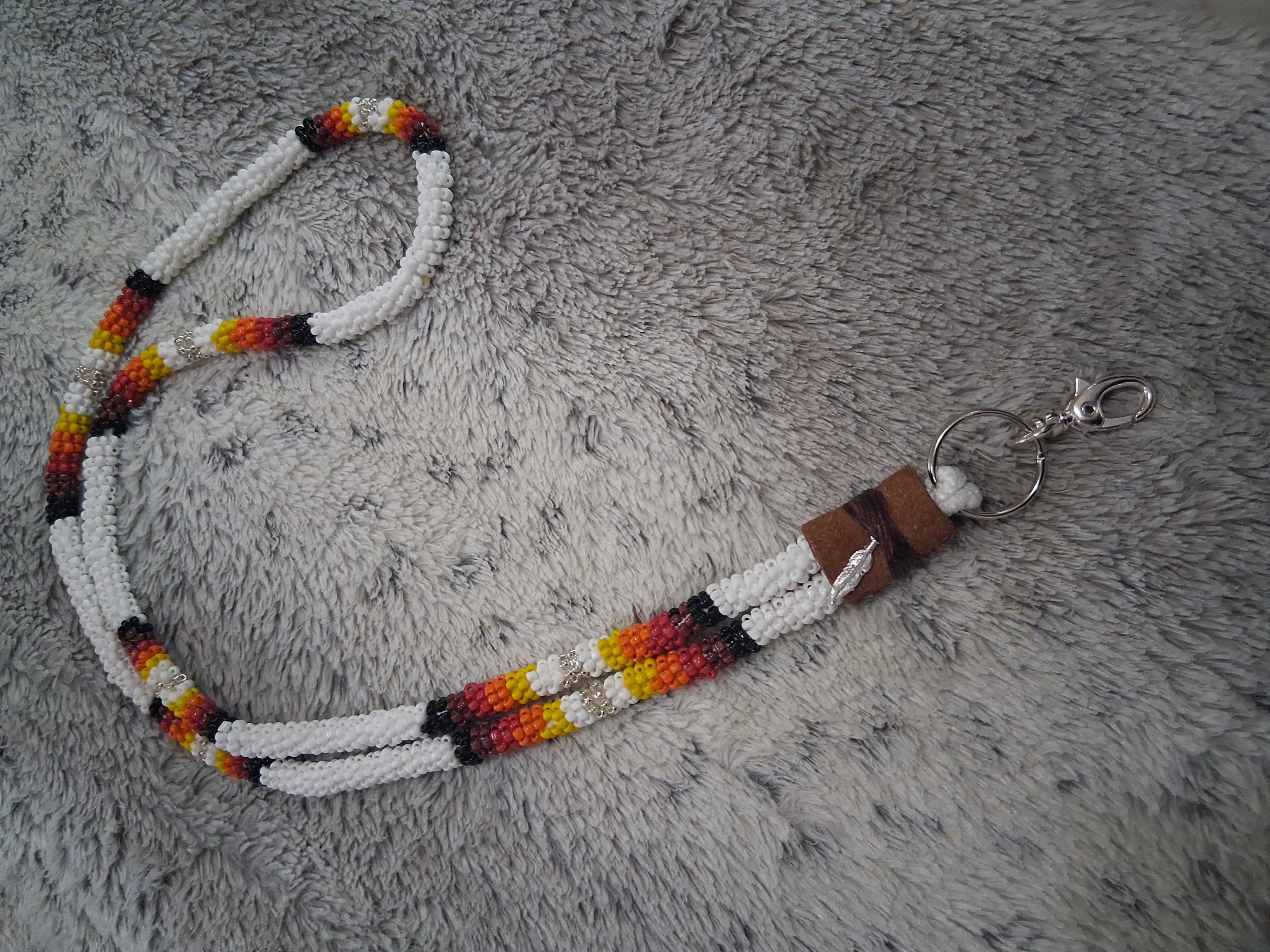 Handmade Native American Beaded Lanyard - Image 1