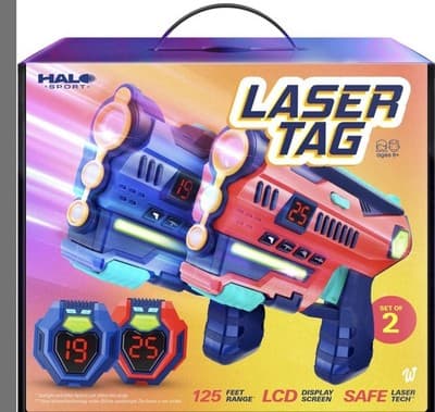 Halo Sport Laser Tag Set 2 Players LCD Display Vests & Blasters 125ft Range New - Image 1